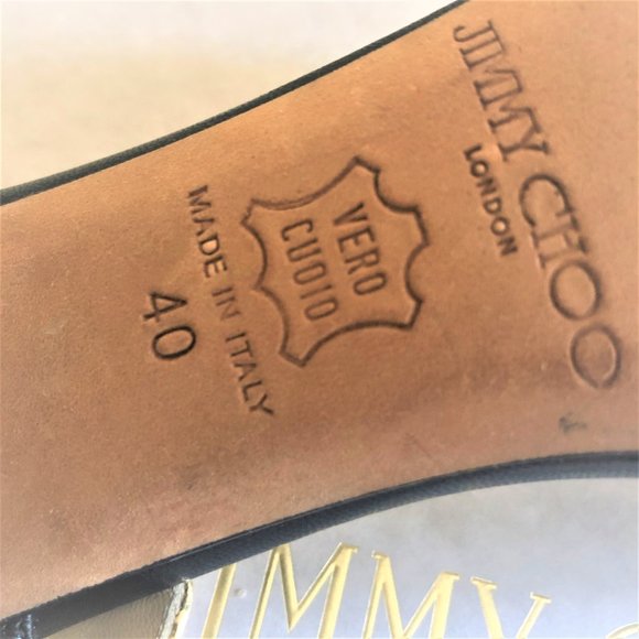 Jimmy Choo Glamorous Black Towering Stilettoes with Gold Straps Size 9.5 - Picture 6 of 8